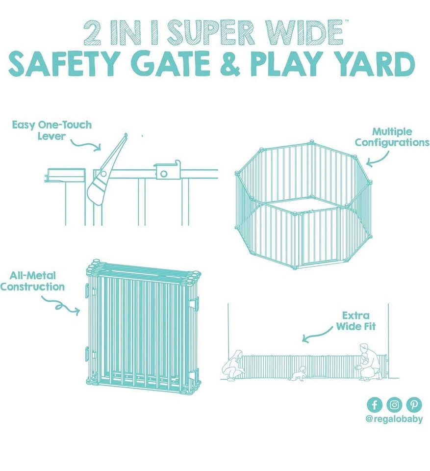 Regalo 192-Inch Super Wide Adjustable Baby Gate & Play Yard - photo 4