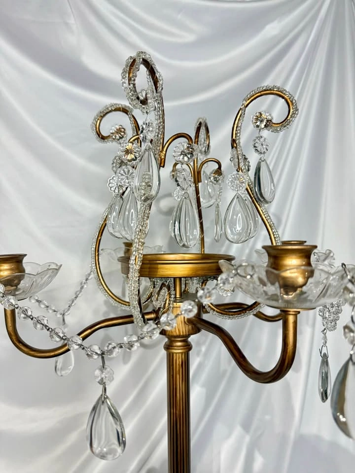 Tall Gold Crystal Candelabra 5 Candle Holder - photo 2