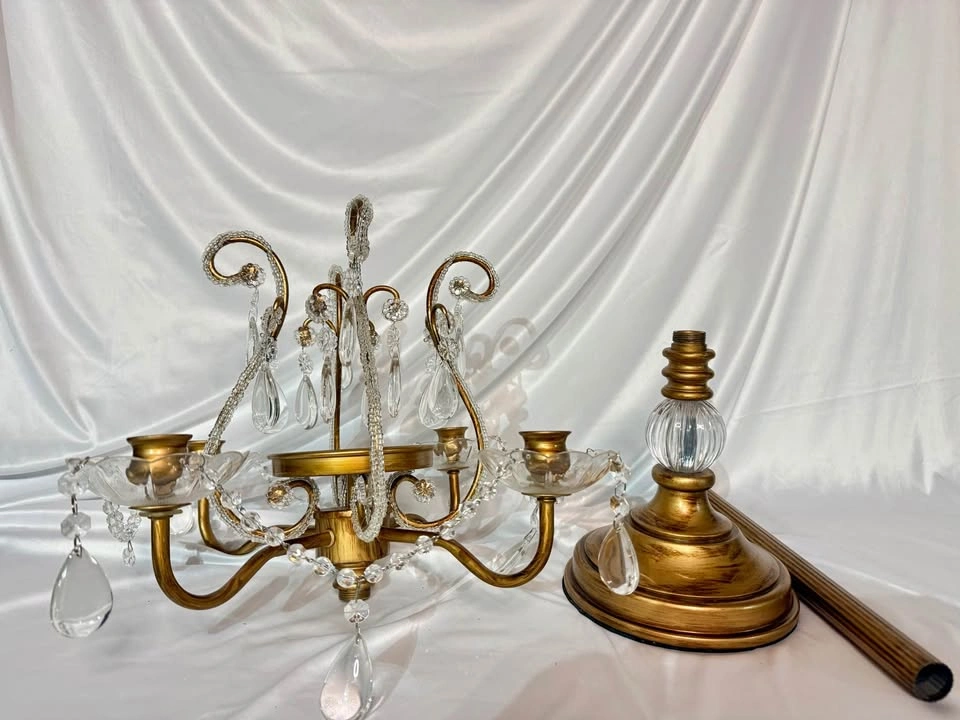 Tall Gold Crystal Candelabra 5 Candle Holder - photo 3