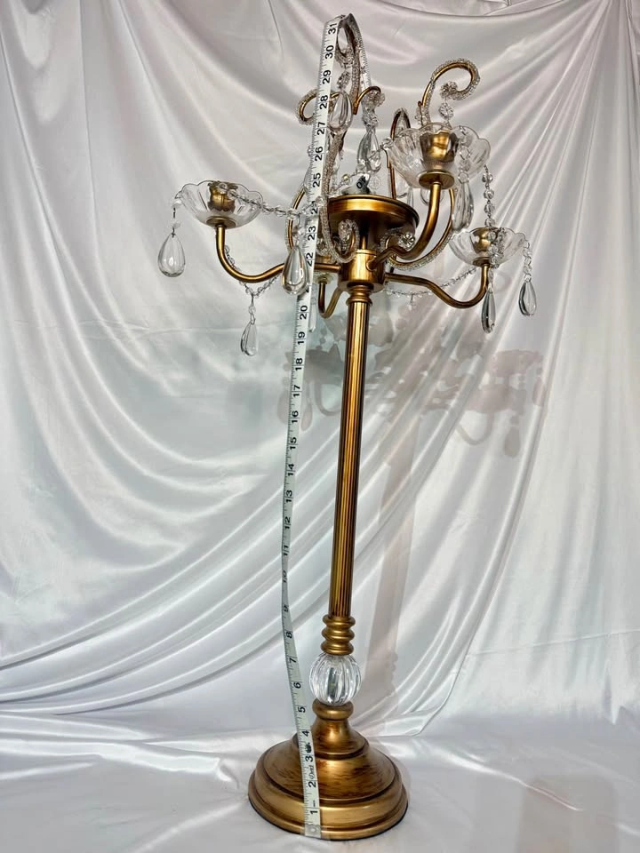 Tall Gold Crystal Candelabra 5 Candle Holder - photo 4