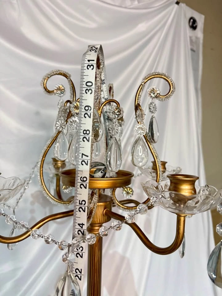 Tall Gold Crystal Candelabra 5 Candle Holder - photo 5