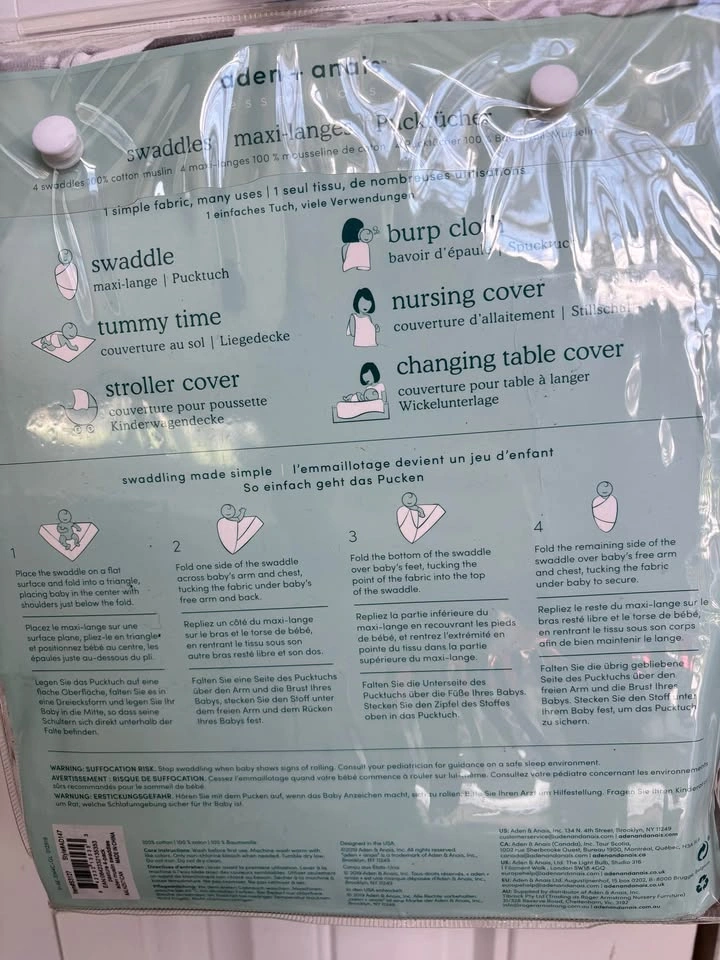 BNIB Muslin swaddles/blankets 4 pack Aden & Anais - photo 3