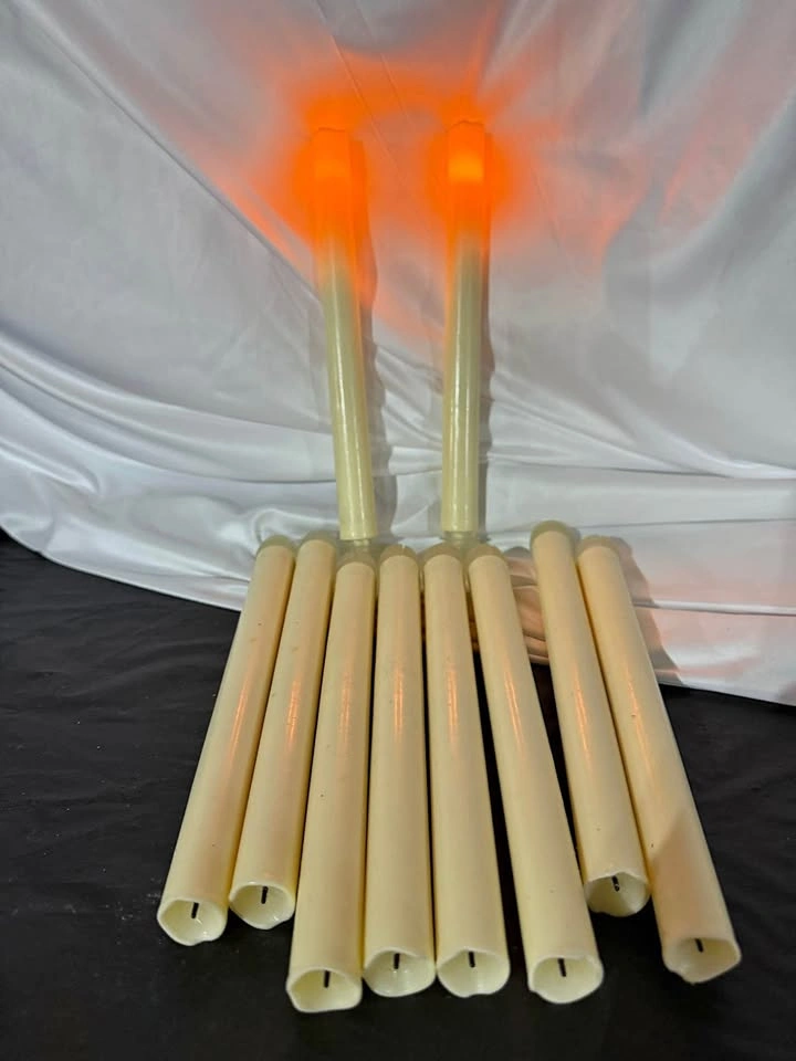 9 Ivory LED Taper Candles - Battery Operated