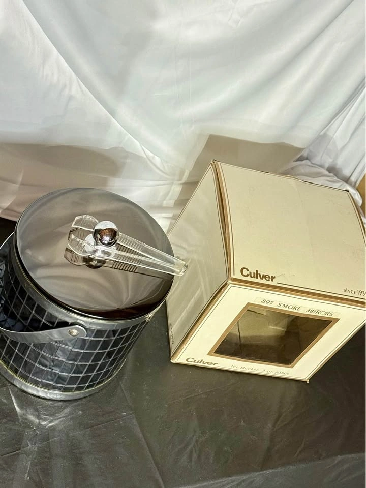 Vintage Culver Ice Bucket – Smoke Mirrors Pattern – 1970s/80s Ba - photo 2