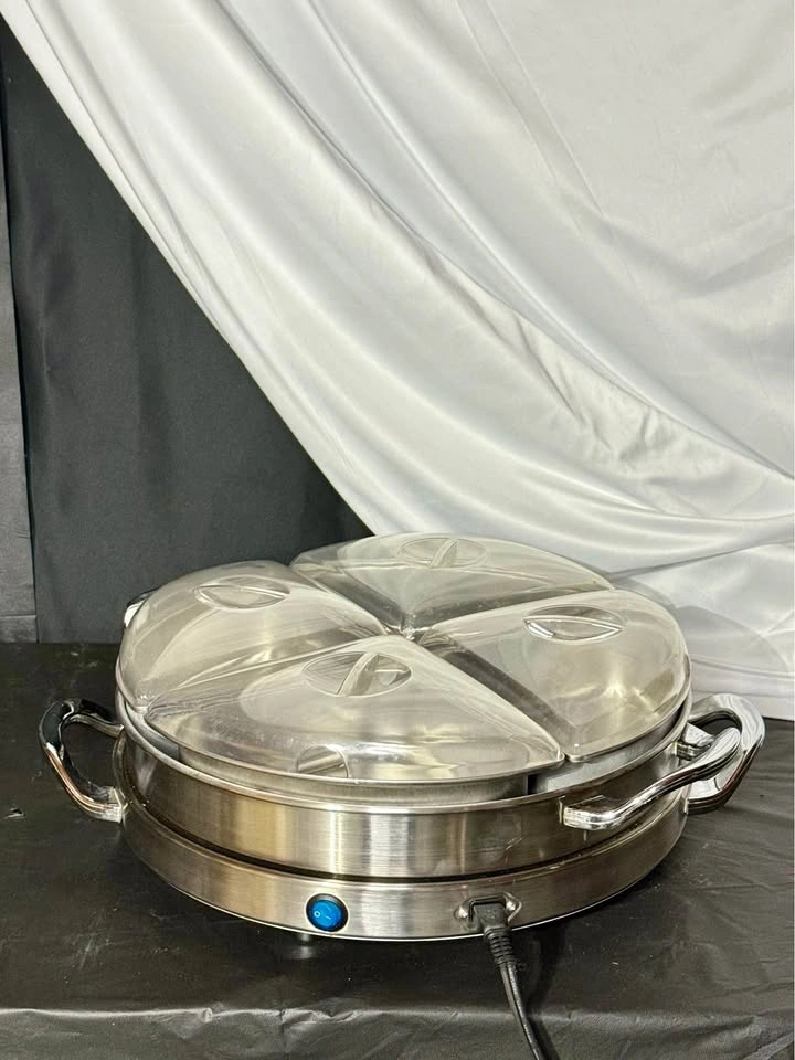 Round 4-Compartment Food Warmer / Buffet Server – Stainless Stee - photo 2