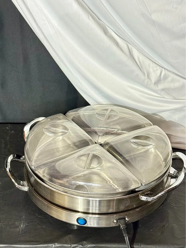 Round 4-Compartment Food Warmer / Buffet Server – Stainless Stee - photo 3