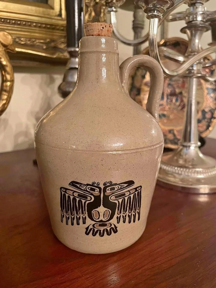 Vintage stoneware whiskey jug