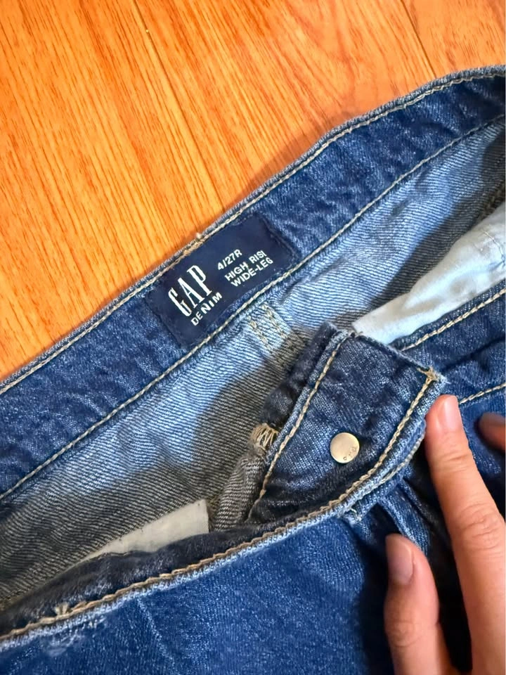 Gap High Rise Wide Leg Denim Jeans Size 4 - photo 2
