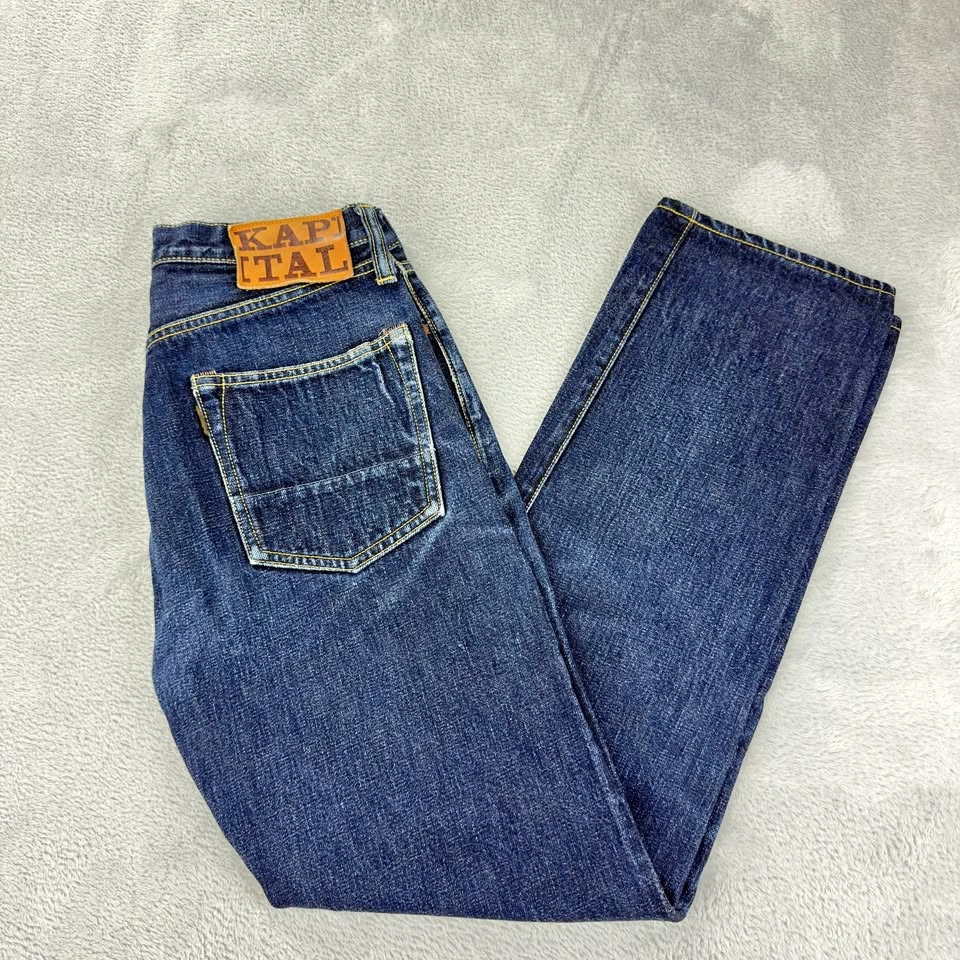 Kapital Men's Orange Selvedge Button Fly Jeans