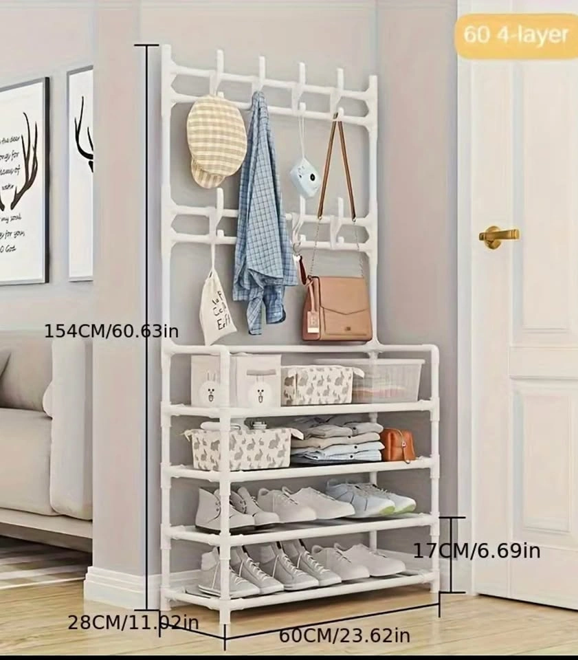 White Metal Entrance Storage Rack