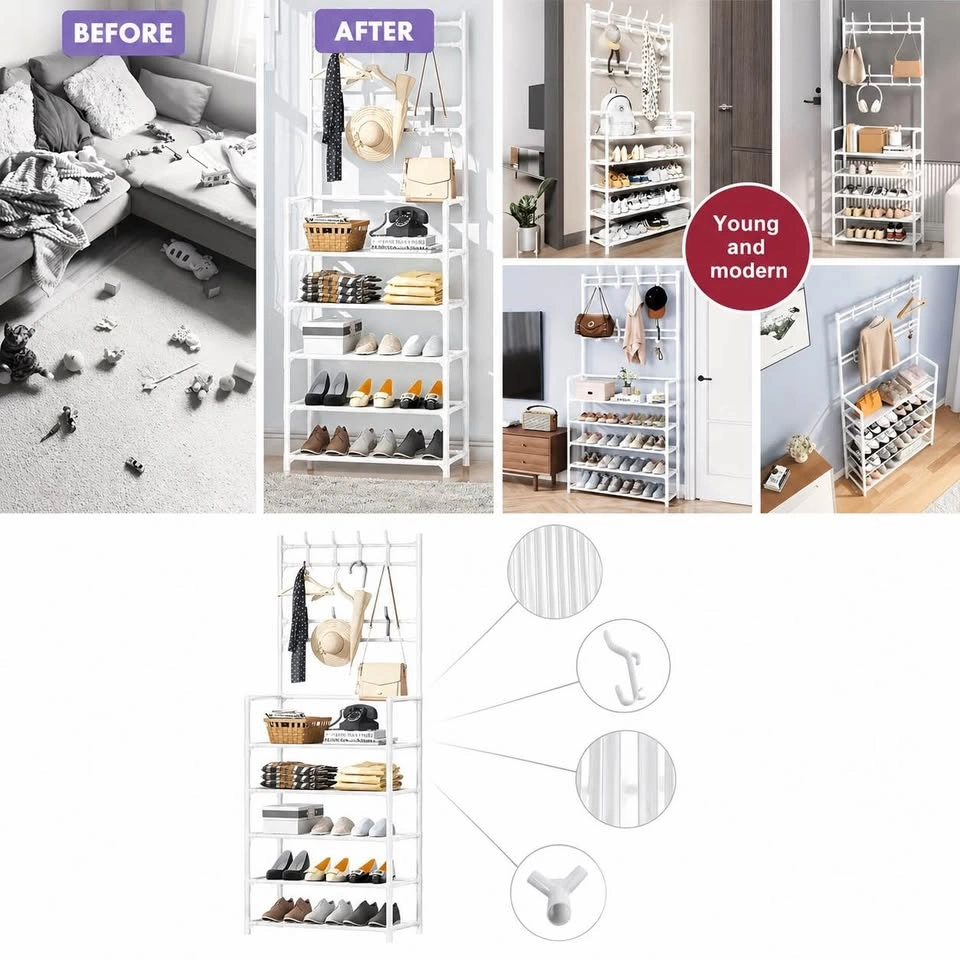 White Metal Entrance Storage Rack - photo 2