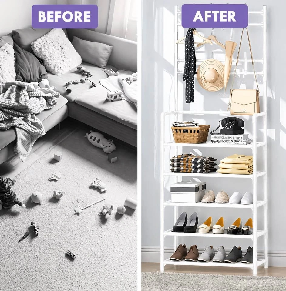 White Metal Entrance Storage Rack - photo 3