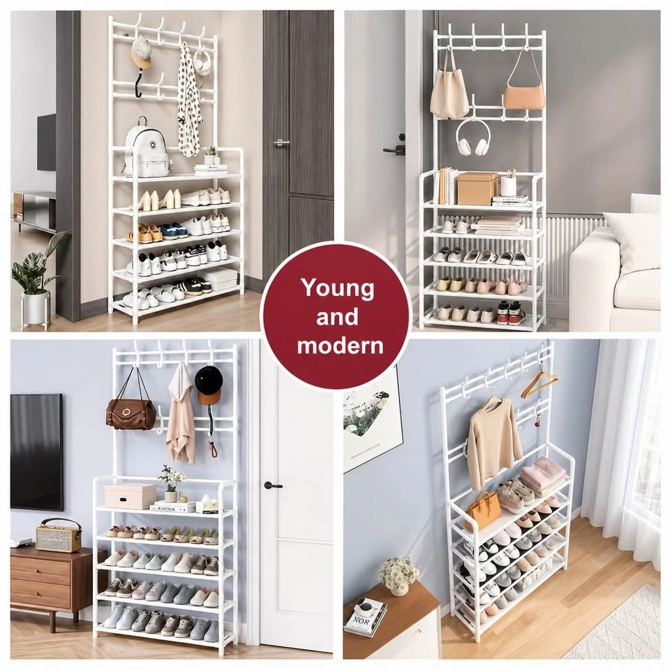 White Metal Entrance Storage Rack - photo 4