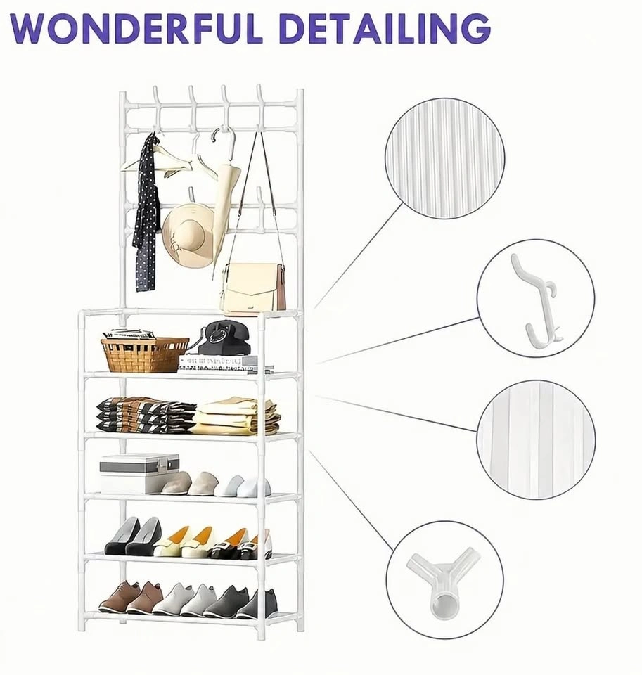 White Metal Entrance Storage Rack - photo 5