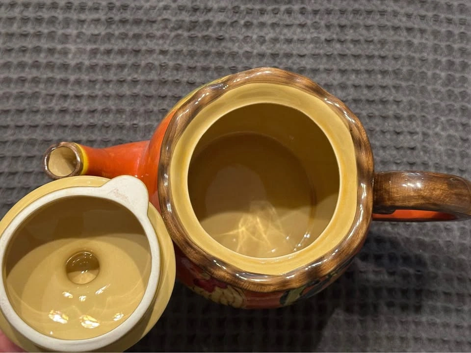 Orange rooster teapot with tray - photo 5