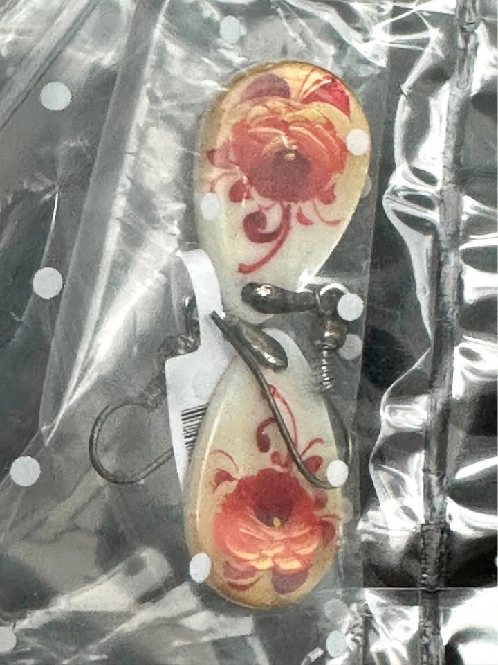 Floral Teardrop Dangle Earrings