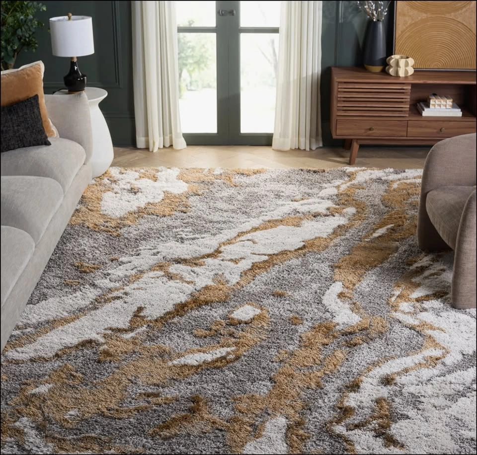 Elser Abstract Indoor Rug - Golden Color (8' x 10') - photo 4