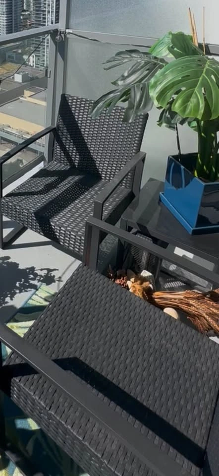 Outsunny 3 Pc Wicker Patio Bistro Set w/ Glass Top Table - photo 2