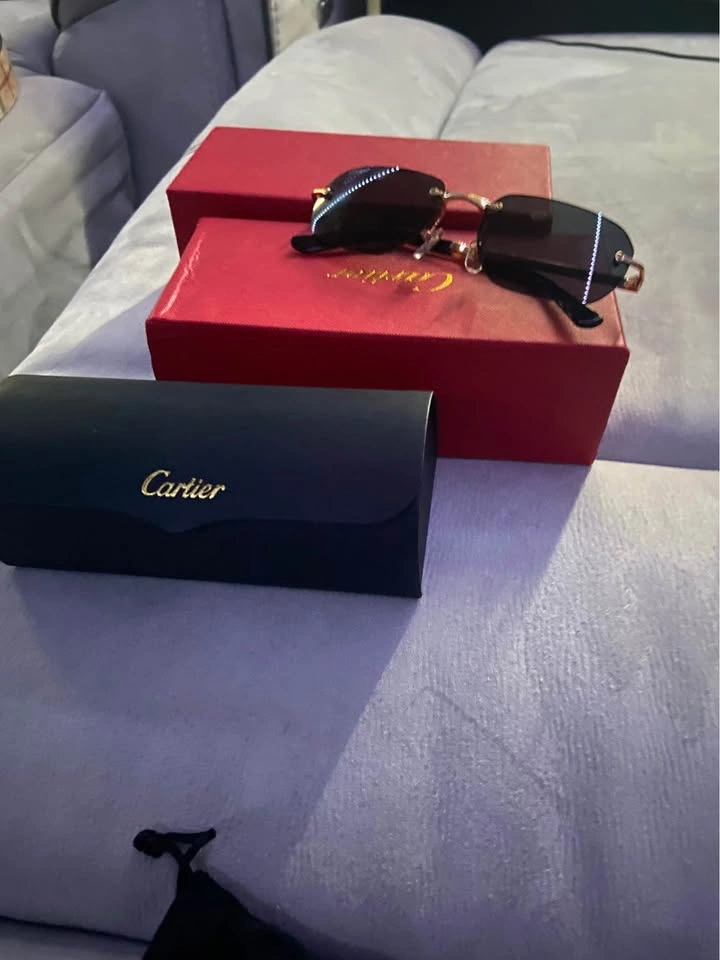 Black Tinted Cartier Glasses with Gold Frame - photo 4