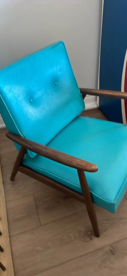 RETRO MCM TURQUOISE LEATHER CHAIR - photo 2