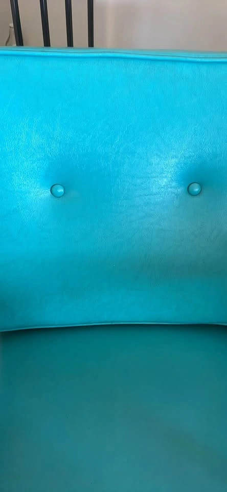 RETRO MCM TURQUOISE LEATHER CHAIR - photo 3