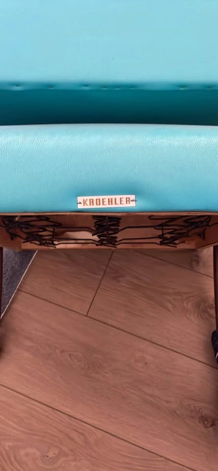 RETRO MCM TURQUOISE LEATHER CHAIR - photo 4