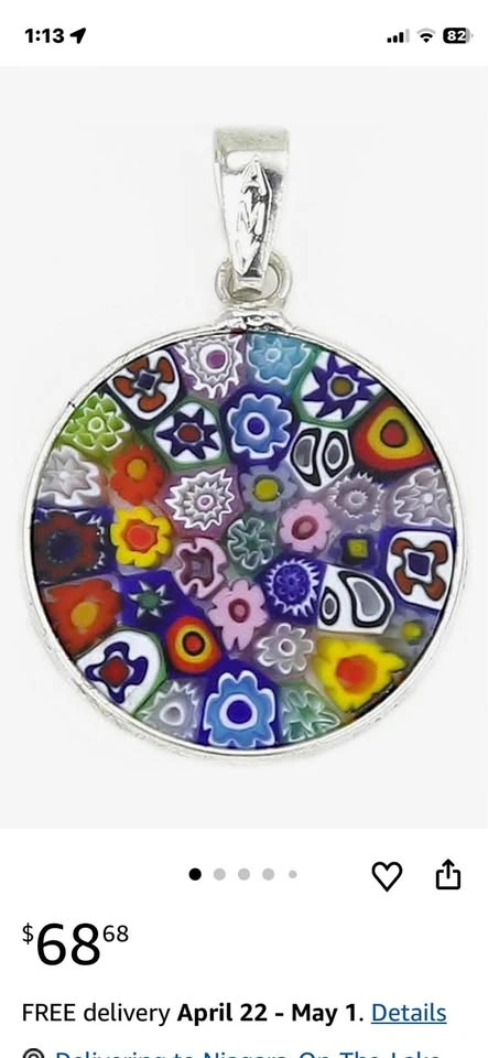 Murano Glass Millefiori Pendant