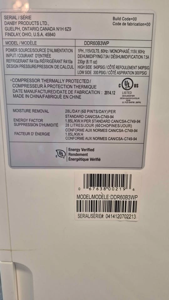 Danby Premiere 60 Pint Dehumidifier DDR60B3WP - photo 3