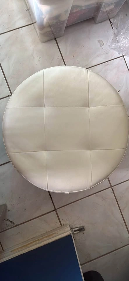 Cream Tufted Faux Leather Ottoman Footstool - photo 2