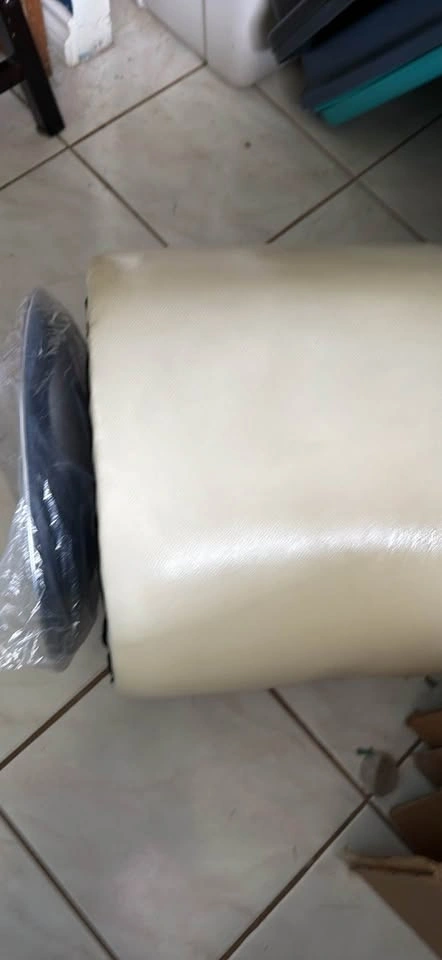 Cream Tufted Faux Leather Ottoman Footstool - photo 3
