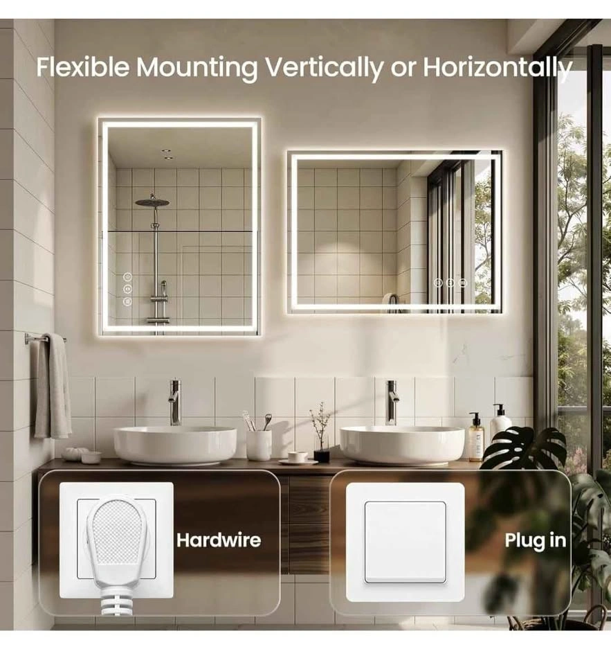 40"x30" LED Bathroom Mirror - Backlit & Front Lit, Anti-Fog - photo 2