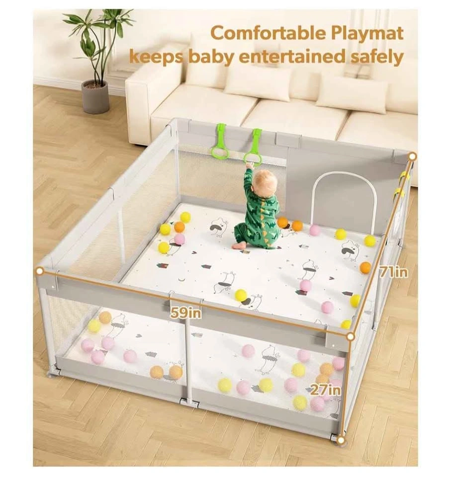 71inch Large Baby Playpen with Foldable Playmat & Accessories - photo 2