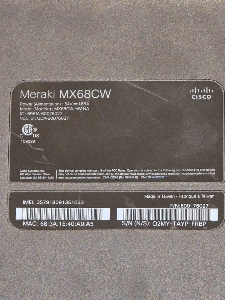 Meraki Cisco MX68CW Router with 4G/LTE - photo 4