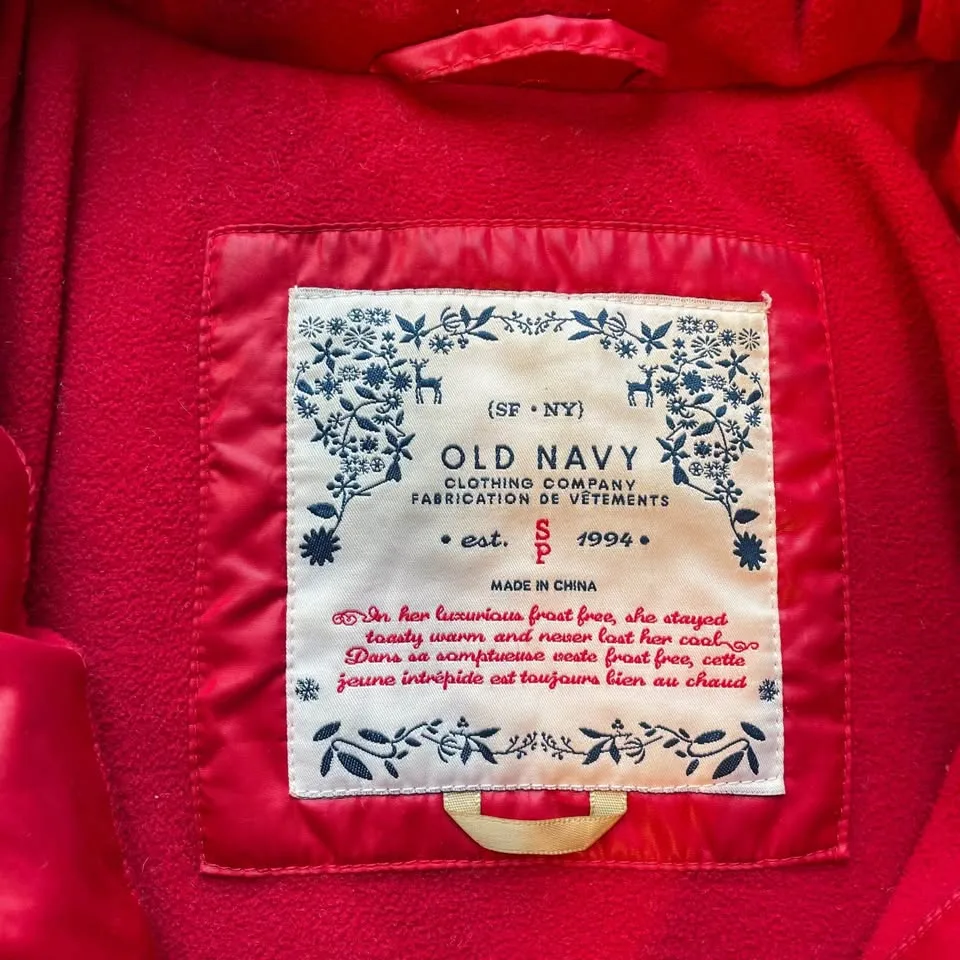 Women Size S, Old Navy Red Puffer Jacket image indicator(3)