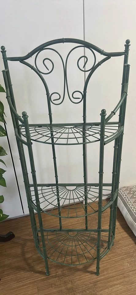 Mid-Century, vintage ‘bamboo’ metal folding plant stand - photo 3