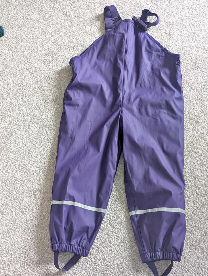 Heavy duty lined rain overalls size 2T - 4T
