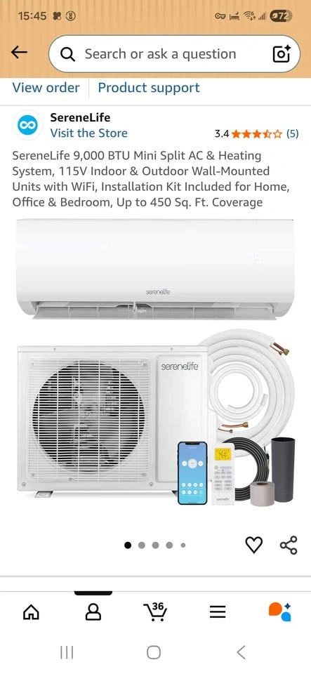 Serene split ac unit 9000 BTU **refegerant recharge needed - photo 3