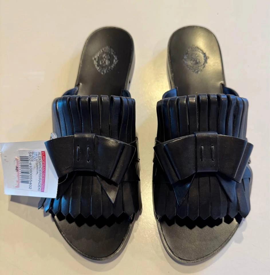 Aleksander Siradekian Black Bow Sandals/ Slides - photo 3