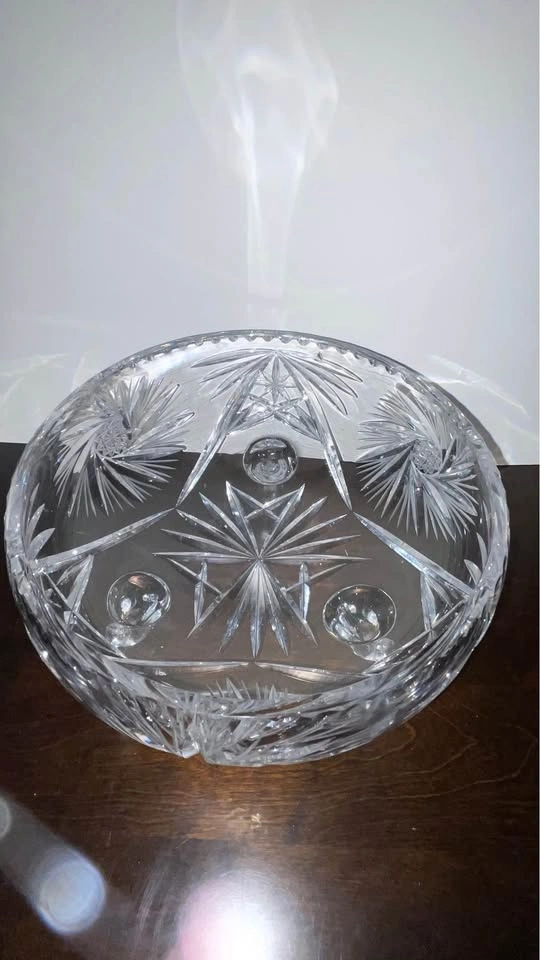Vintage Crystal Footed Bowl Pinwheel Pattern - Large 10.5" - photo 3