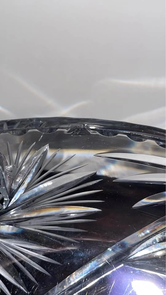 Vintage Crystal Footed Bowl Pinwheel Pattern - Large 10.5" - photo 4