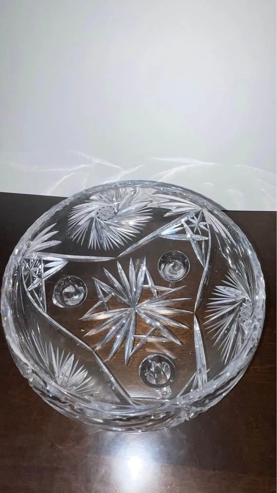 Vintage Crystal Footed Bowl Pinwheel Pattern - Large 10.5" - photo 5