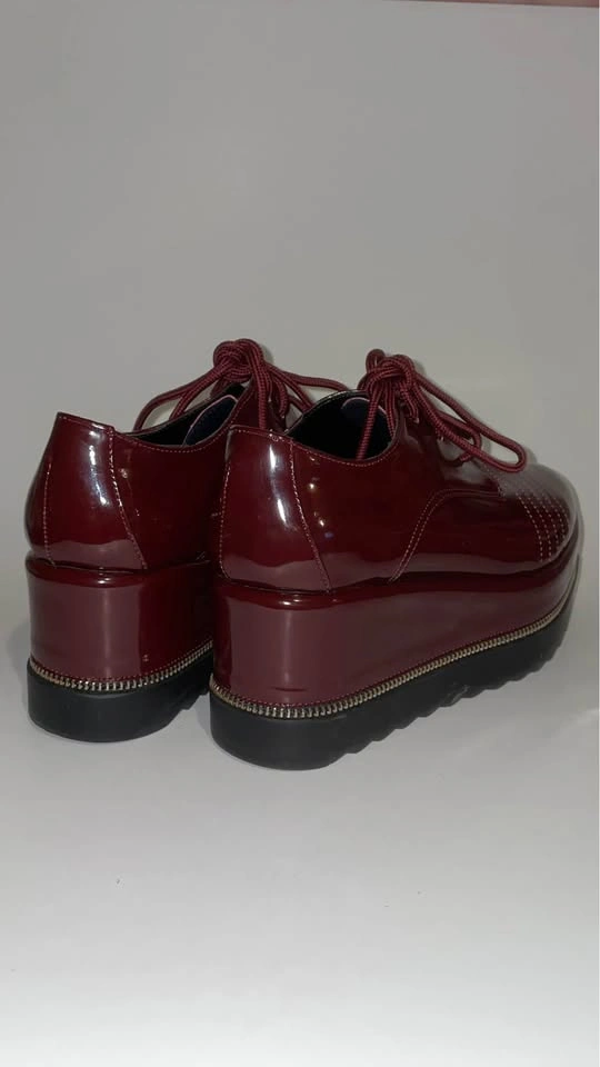 Red Lips Burgundy Patent Leather Platform Oxfords - Size 38 - photo 4
