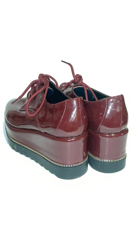 Red Lips Burgundy Patent Leather Platform Oxfords - Size 38 - photo 5
