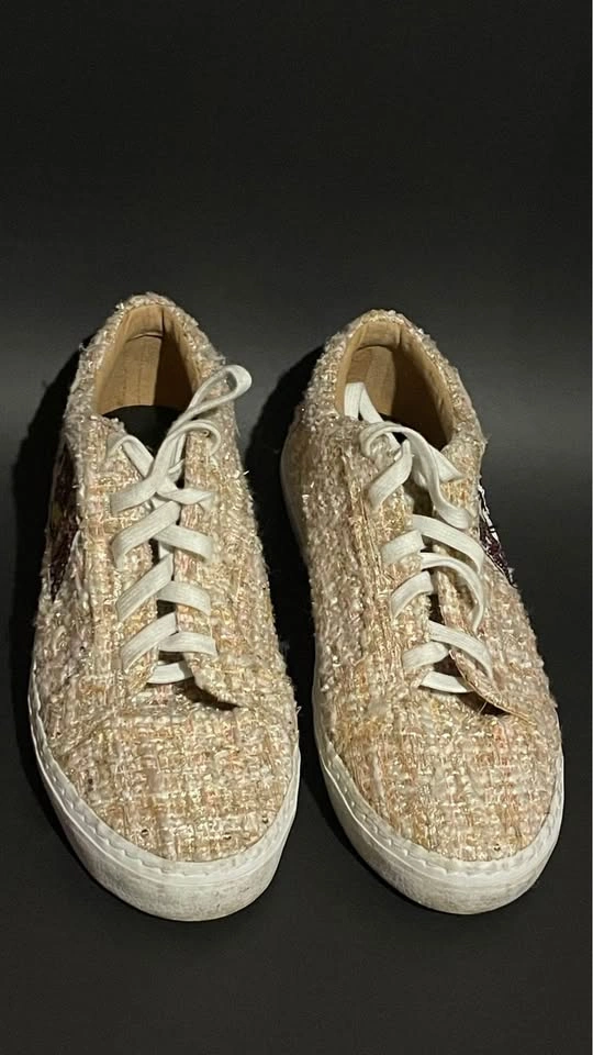 Zara Trafaluc Tweed Banana Sequin Sneakers - Size 37 - photo 2