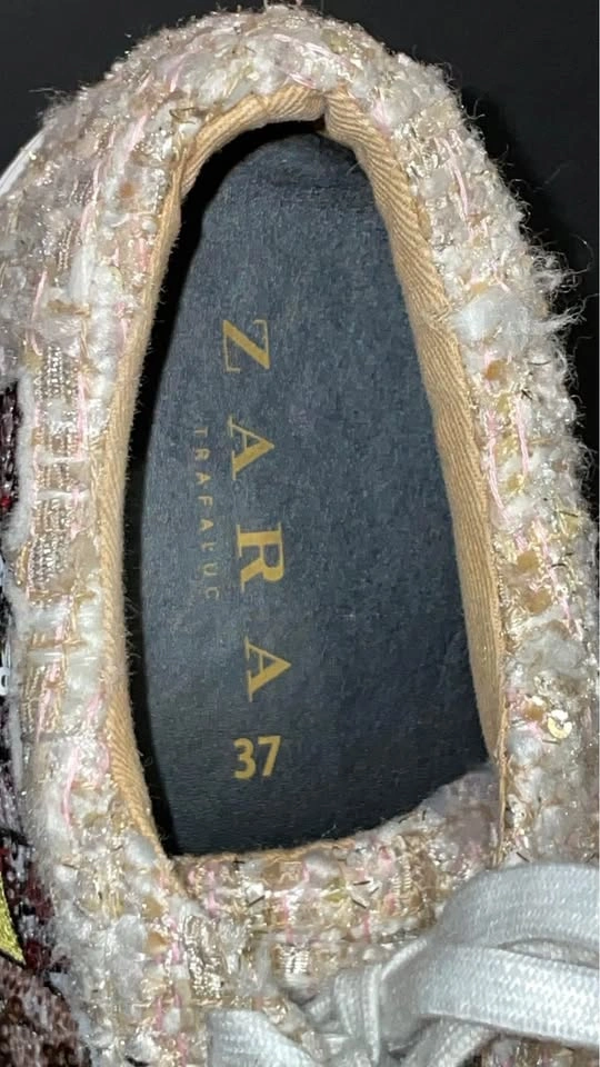 Zara Trafaluc Tweed Banana Sequin Sneakers - Size 37 - photo 3