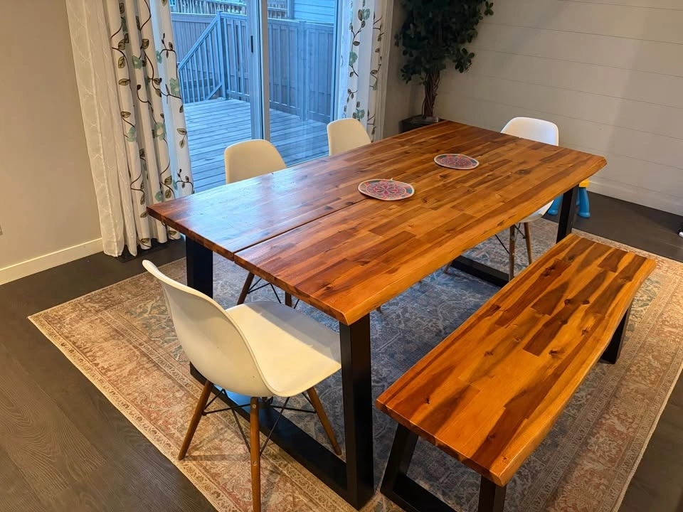 Dining table, bench and 4 chairs - photo 4