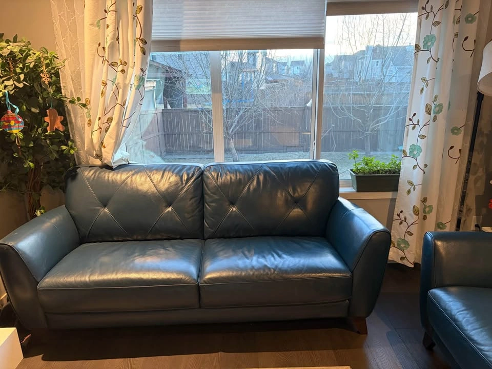 Leather Sofa Set - Teal - photo 5