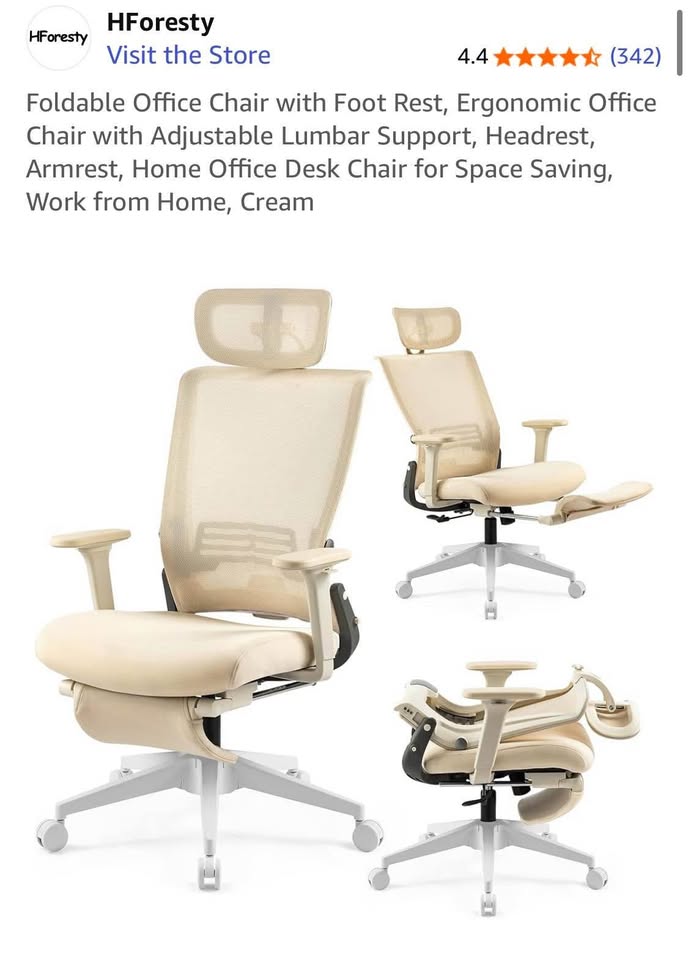 Foldable Ergonomic Cream Office Chair - photo 5