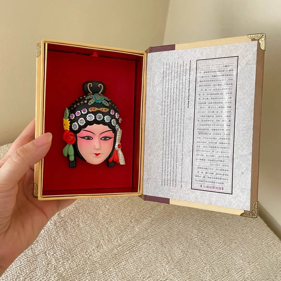 Miniture Chinese Peking Opera Mask Vintage Handcrafted - photo 3