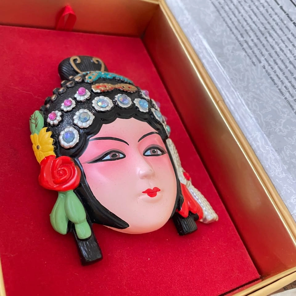 Miniture Chinese Peking Opera Mask Vintage Handcrafted - photo 4
